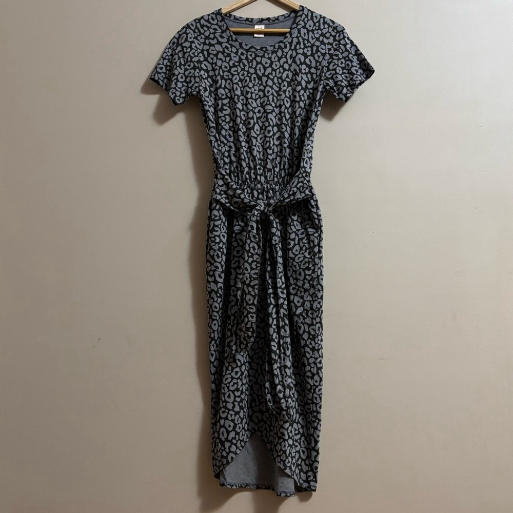Smash + Tess Canada Sz XS Rebecca Wrap Dress Grey Lola Leopard